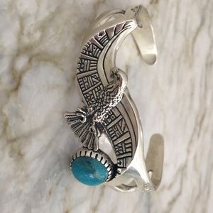 Native American Sterling Silver Turquoise Cuff